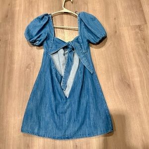 Zara Mini Denim Dress Balloon Sleeve